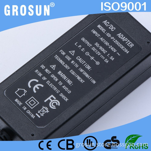 OEM Factory 60W Power Supply EMC LVD 12V 5A AC to DC Switching Power Adapter with CE UL FCC Certificate
